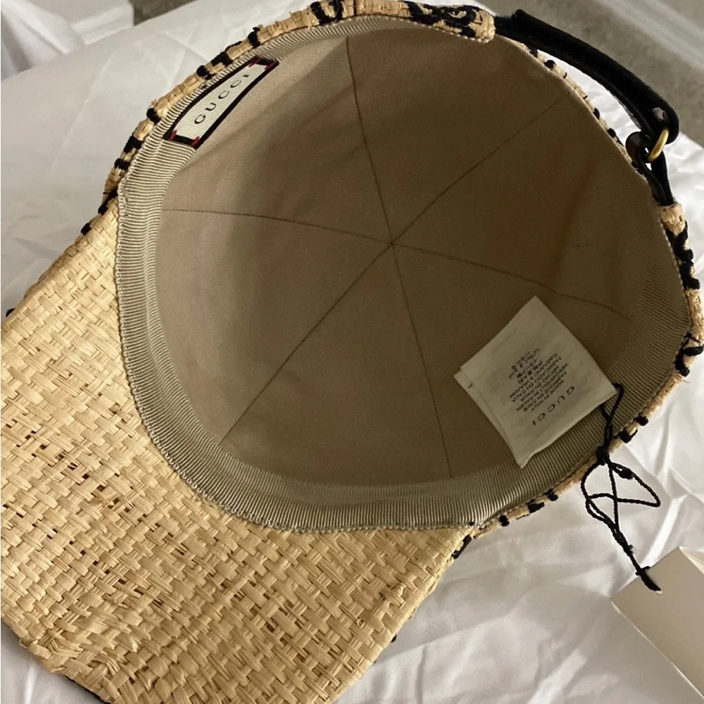 (SOLD) Gucci Raffia Baseball Cap - Picture 2 of 9
